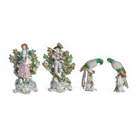 Four English Parcel Gilt Porcelain Figures