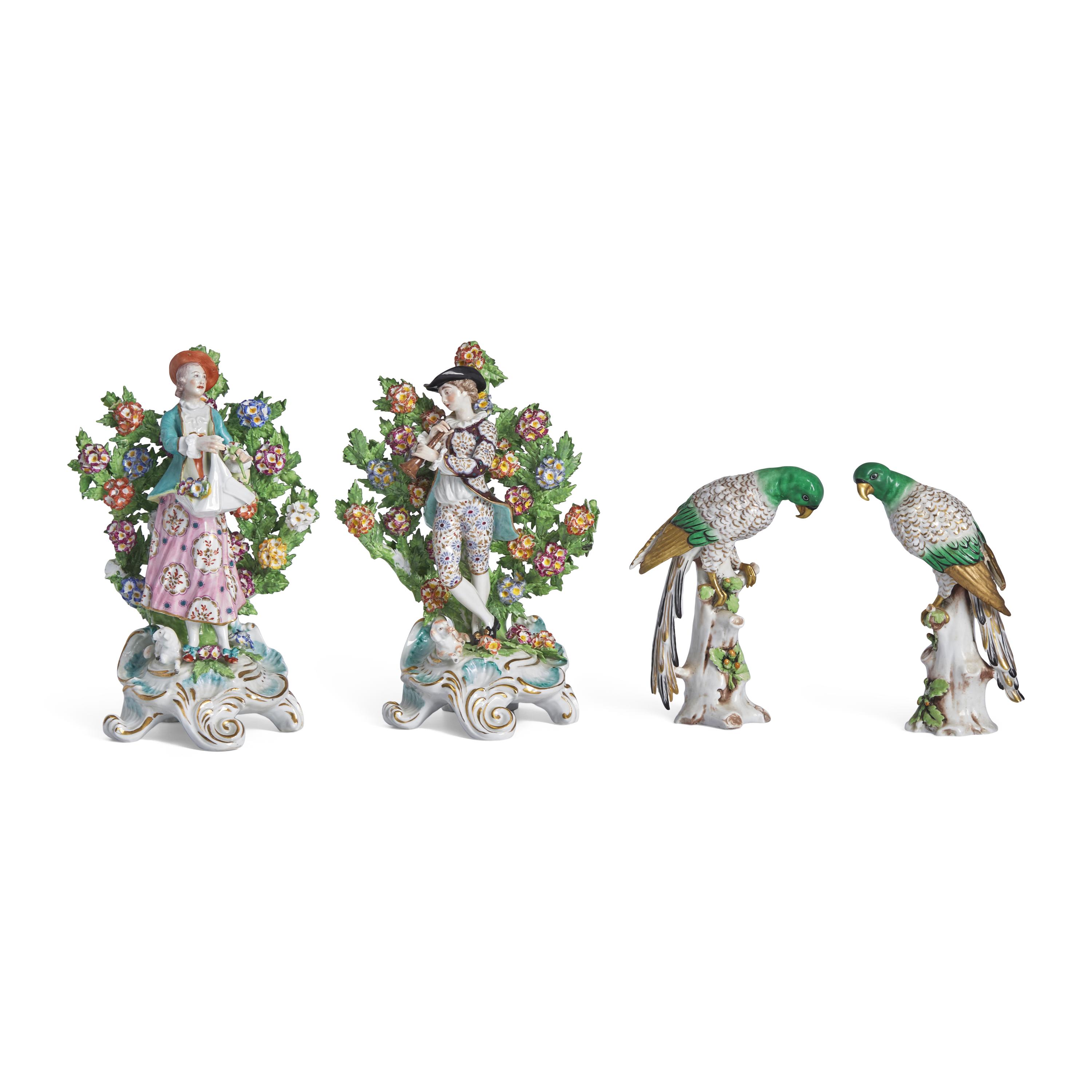 Four English Parcel Gilt Porcelain Figures