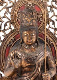 A Large Gilt Wood Figure of Kannon