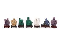 Seven Chinese Carved Hardstone Snuff Bottles