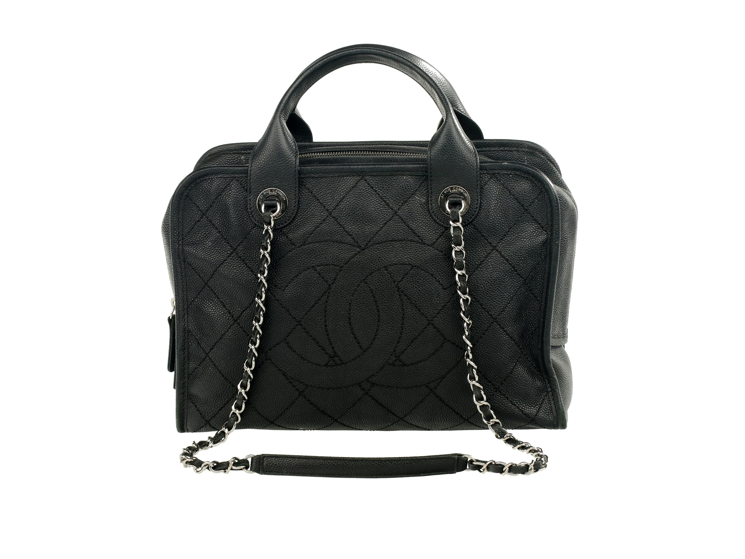 Chan el Deauville Small Tote in Quilted Caviar Leather