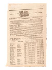 [NEWSPAPERS] -- [ILLINOIS & OHIO]. A group of 7 newspapers reporting on land dealings, politics, notices for runaways, and other matters of the 1820s-1830s, including: