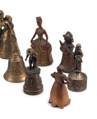 An Collection of Twenty Continental Bronze and Brass Figural Bells
