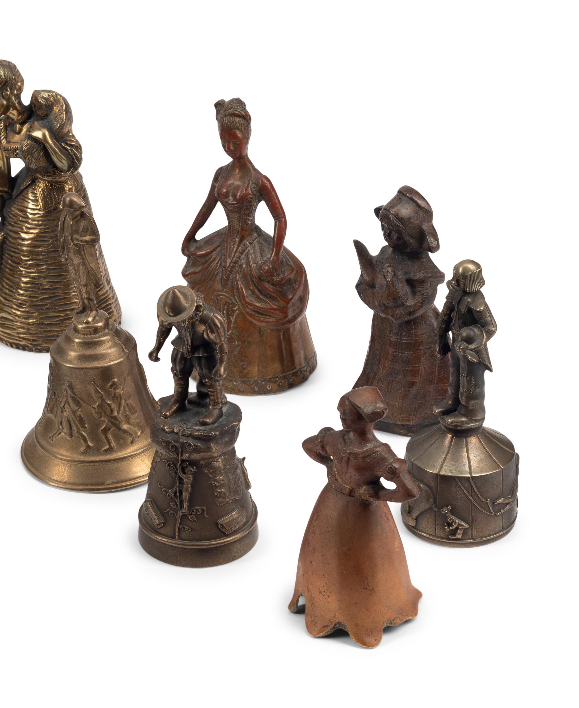 An Collection of Twenty Continental Bronze and Brass Figural Bells