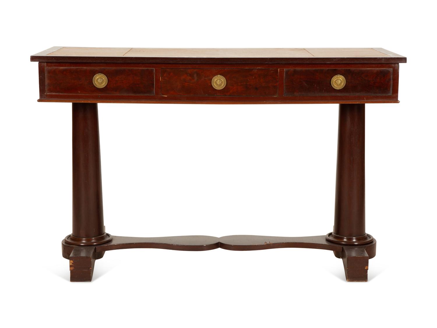 A Victorian Two-Pedestal Mahogany Writing Table