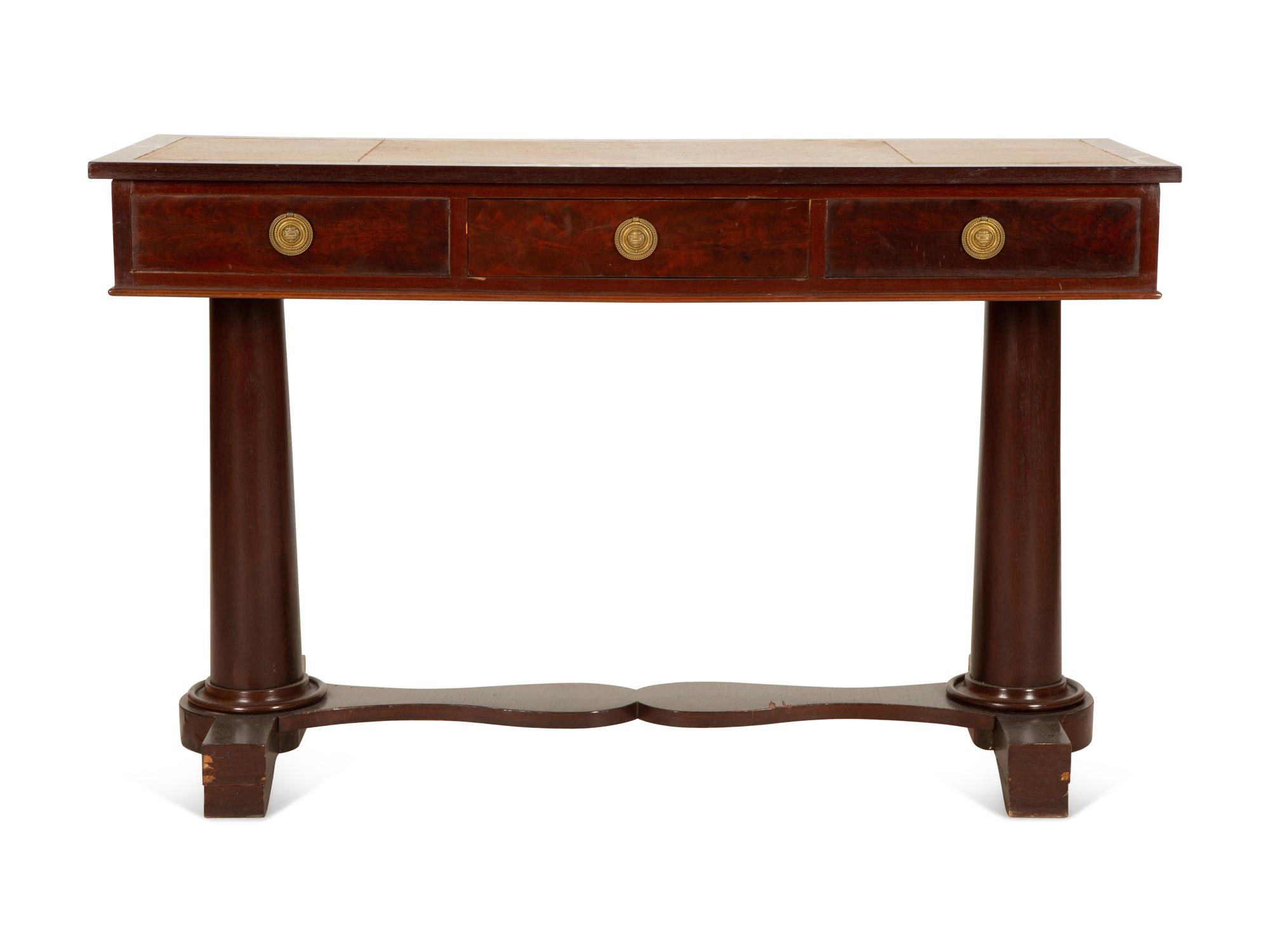A Victorian Two-Pedestal Mahogany Writing Table