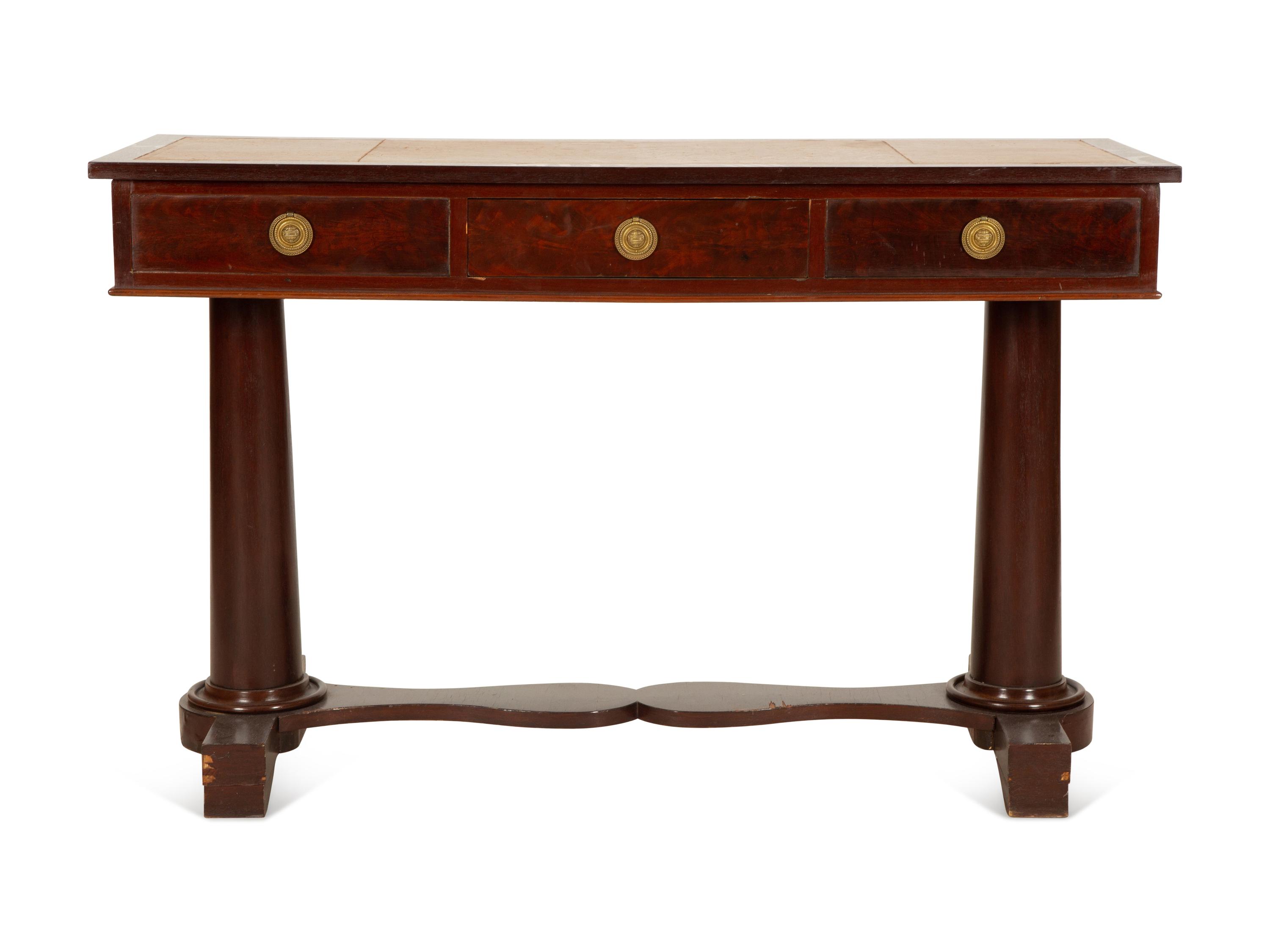 A Victorian Two-Pedestal Mahogany Writing Table