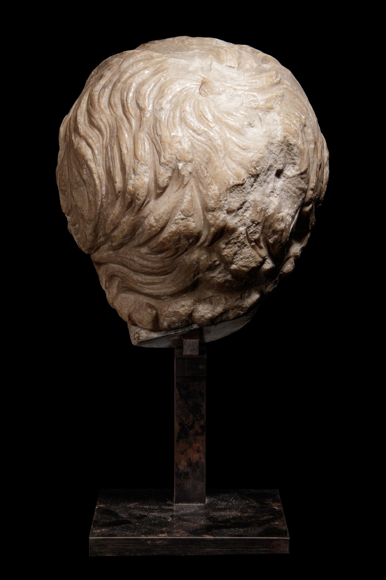 A Roman Marble Portrait Head of the Young Caracalla