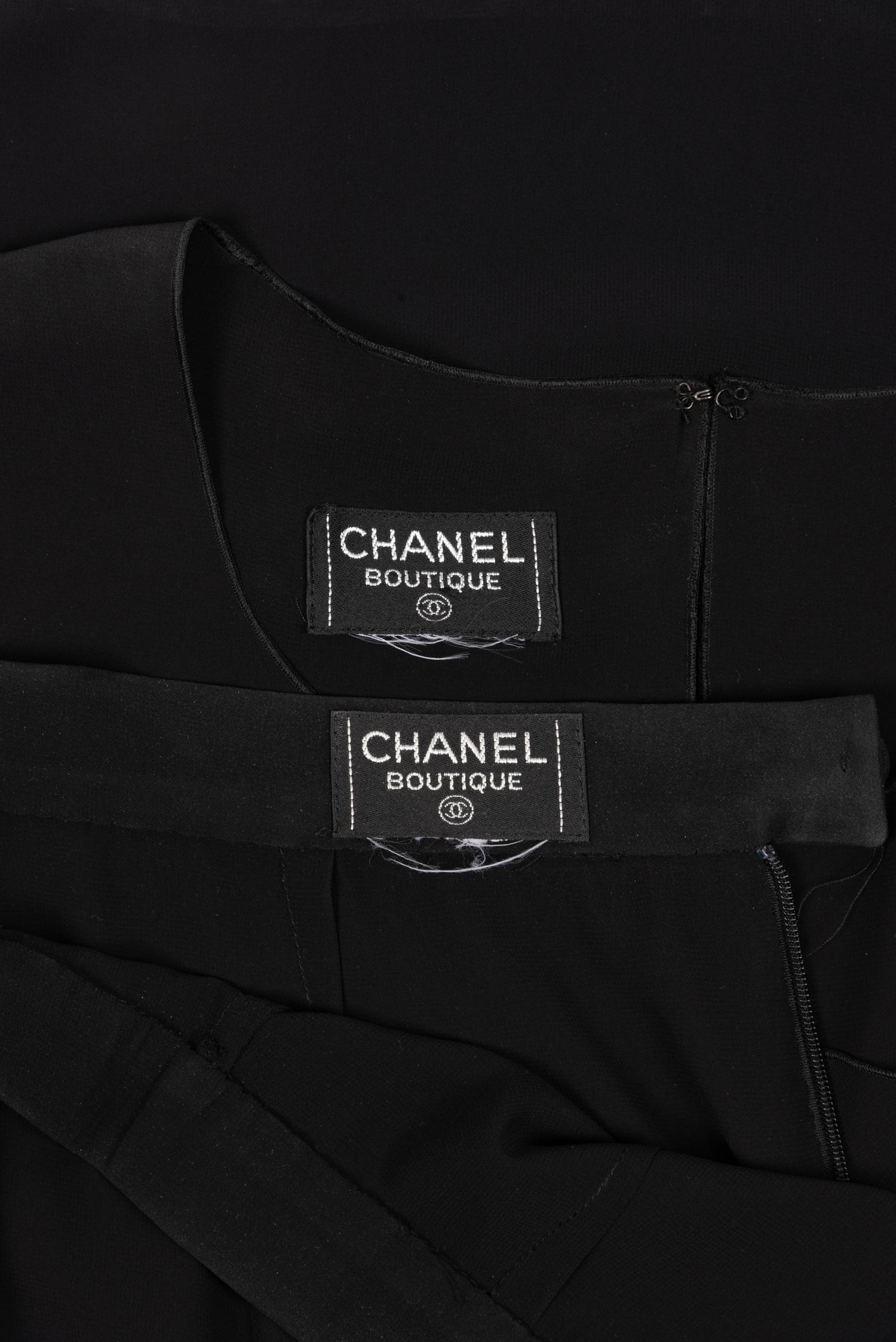 Chanel Black Chiffon Two-Piece Ensemble, 1990-2000s