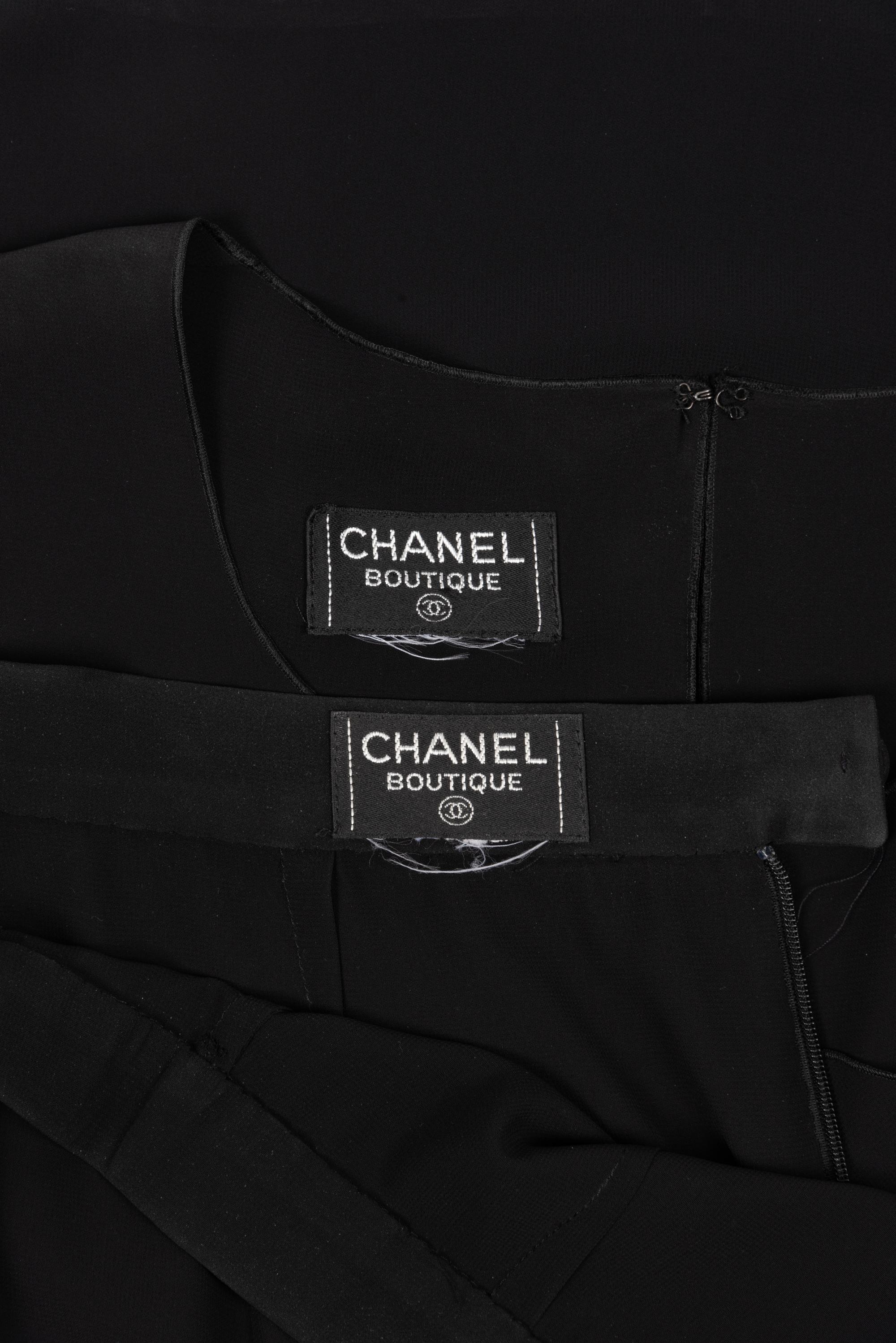 Chanel Black Chiffon Two-Piece Ensemble, 1990-2000s