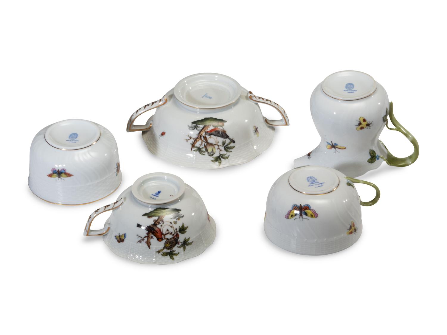 A Herend Rothschild Bird Porcelain Service for Twelve