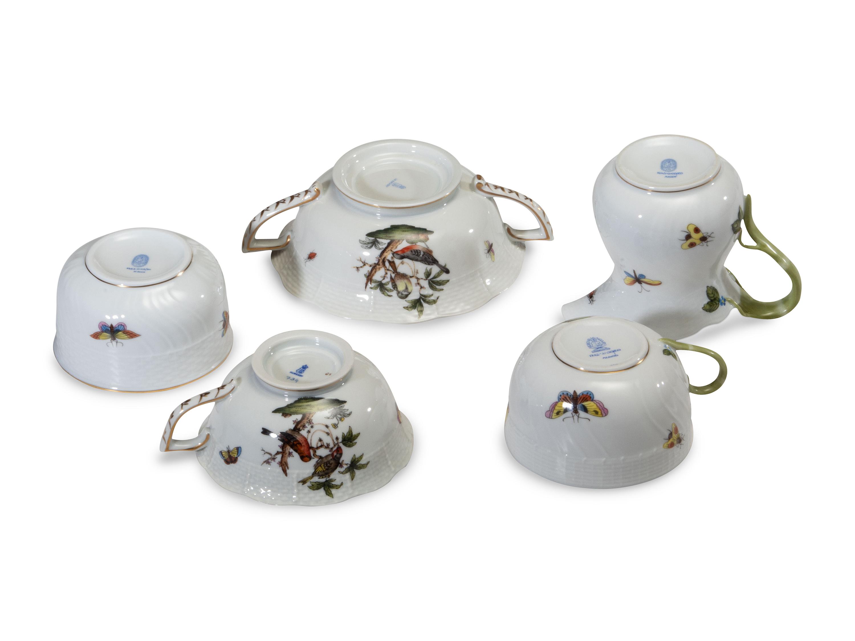 A Herend Rothschild Bird Porcelain Service for Twelve