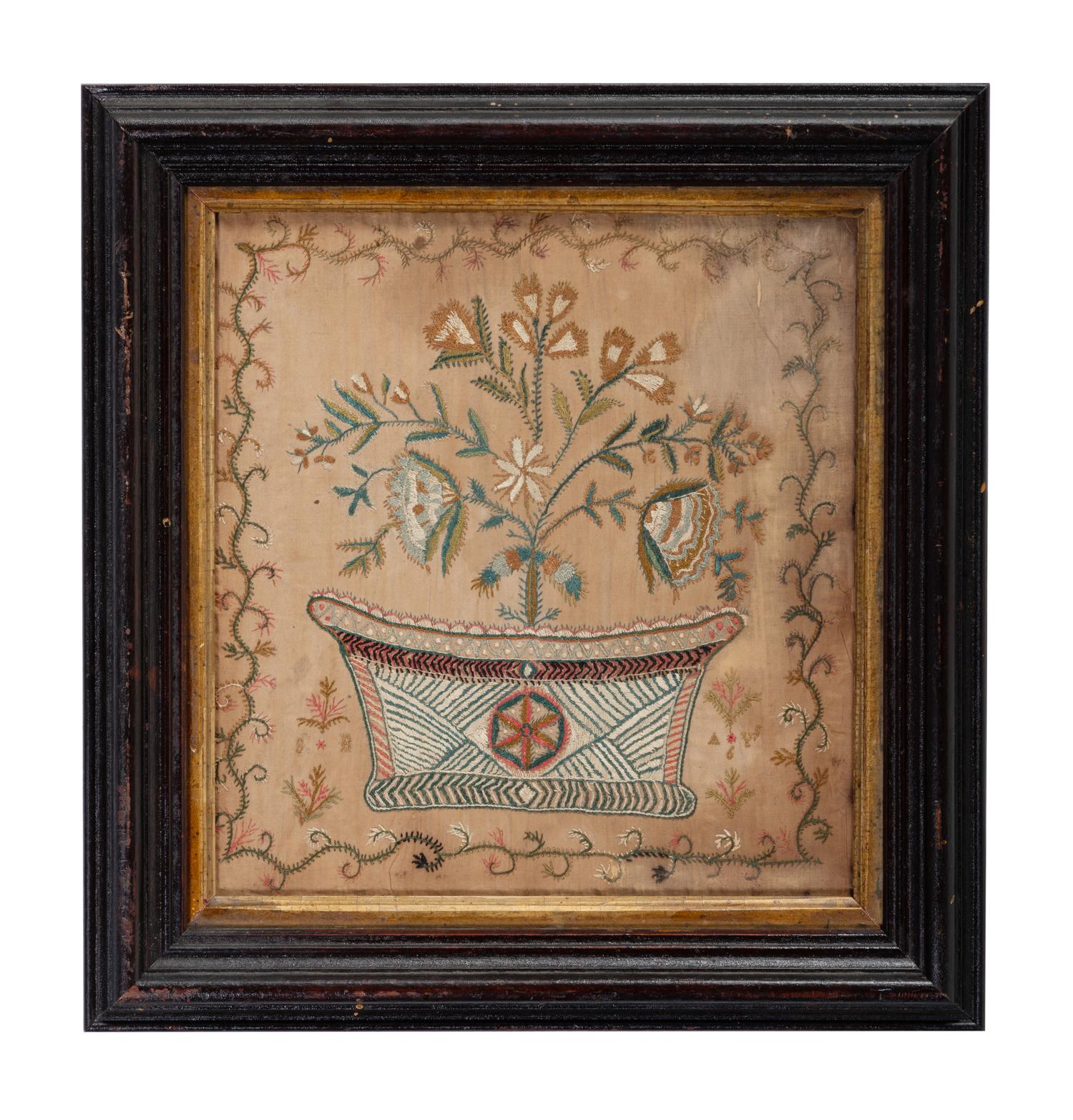 A Silkwork Embroidered Floral Picture