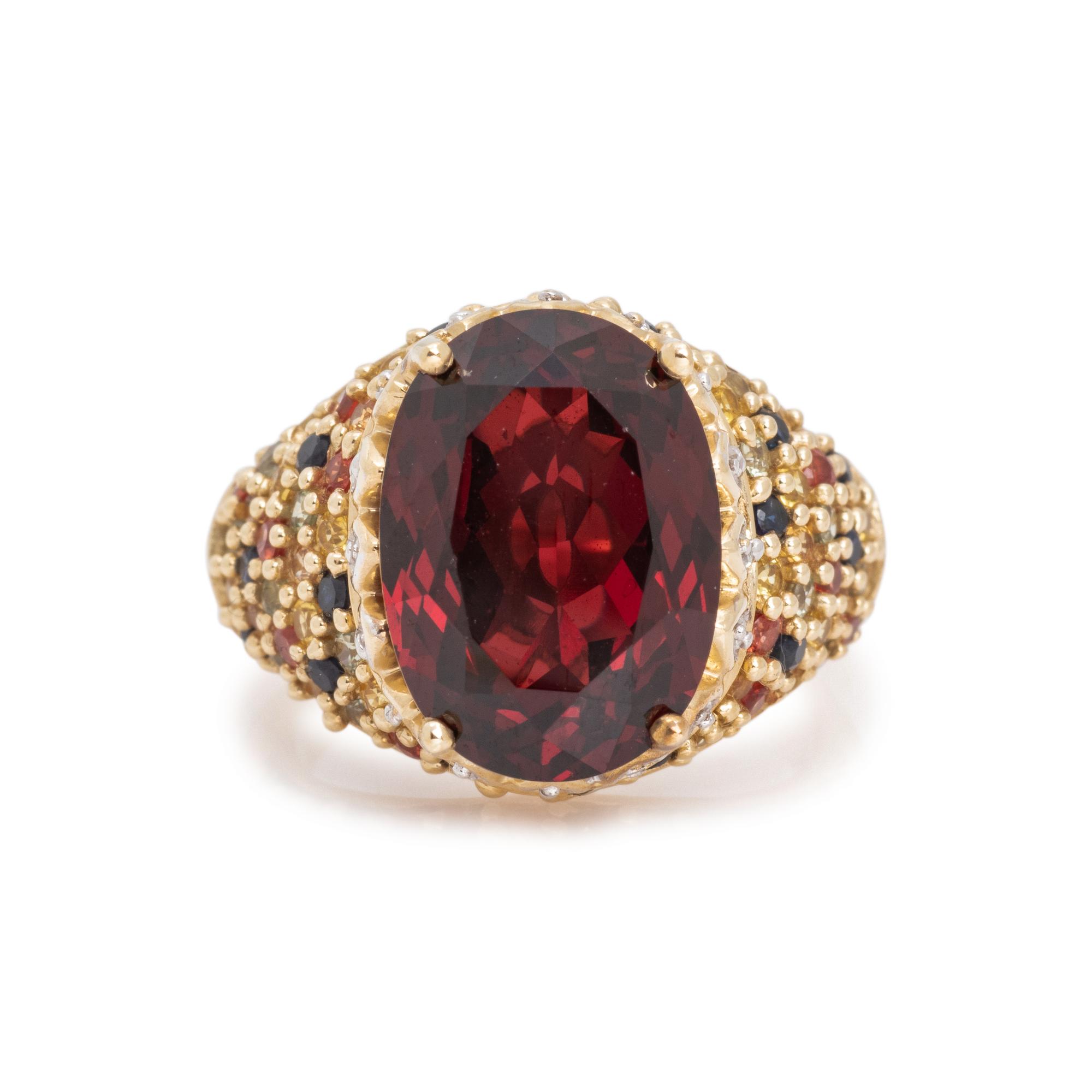 GARNET, DIAMOND AND MULTIGEM RING