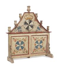 A Continental Ecclesiastical Painted Wood Candelabrum
