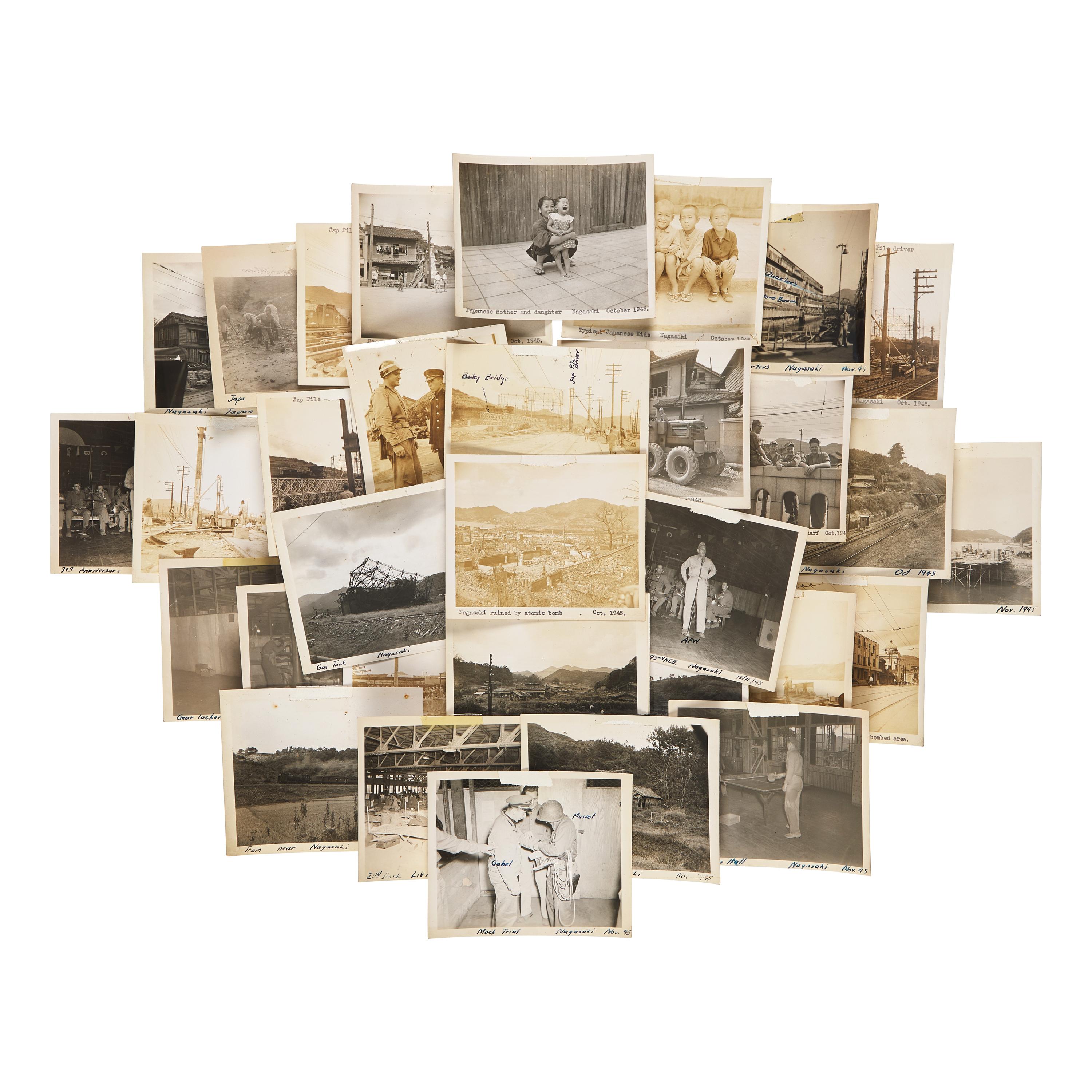 [World War II] Group of 35 Photographs of Post-Atomic Bomb Nagasaki and the Efforts of Reconstruction, 1945