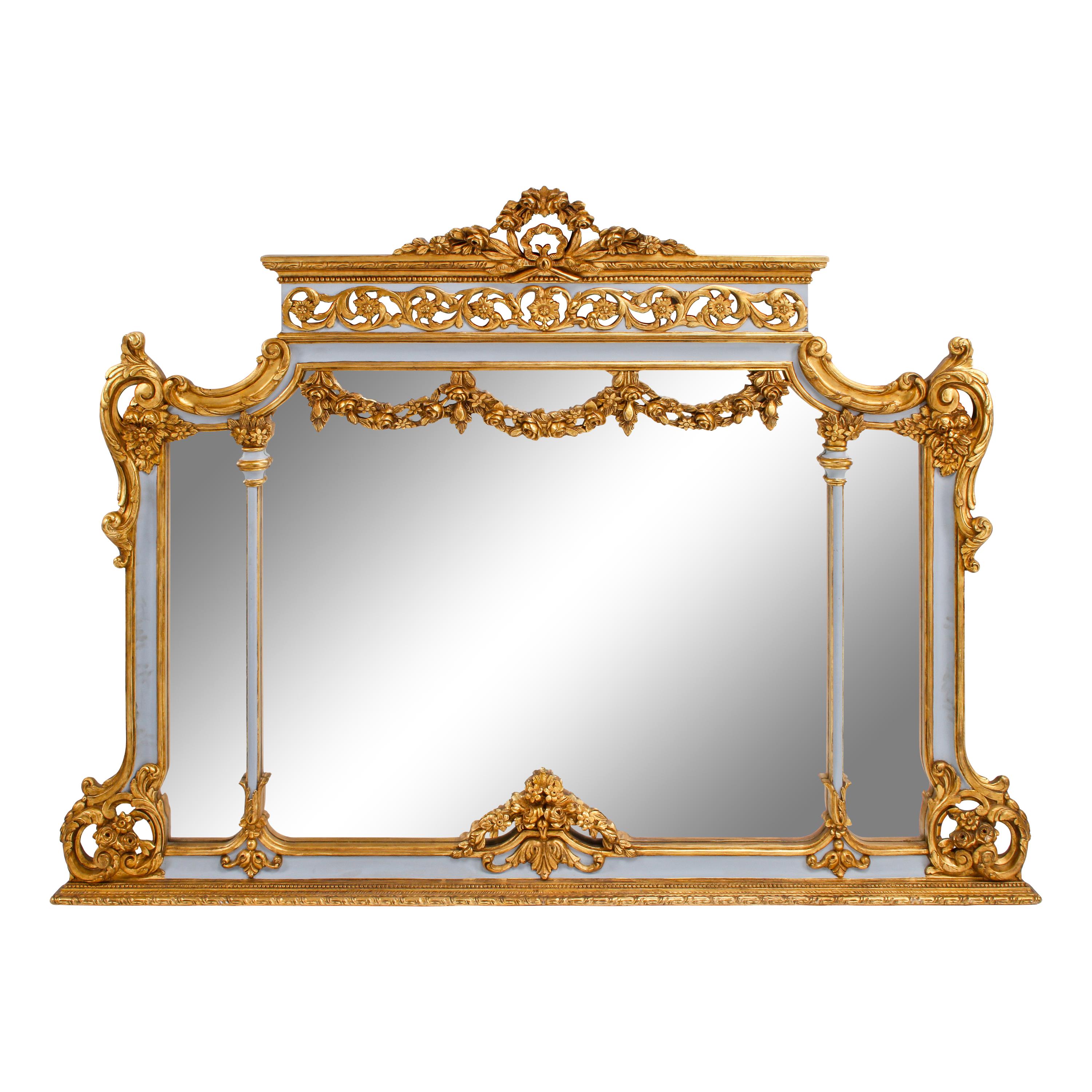 An Italian Painted and Parcel Gilt Overmantel Mirror