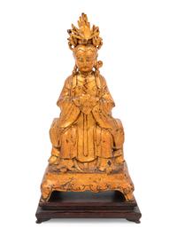 A Gilt Lacquered Bronze Figure of Guanyin