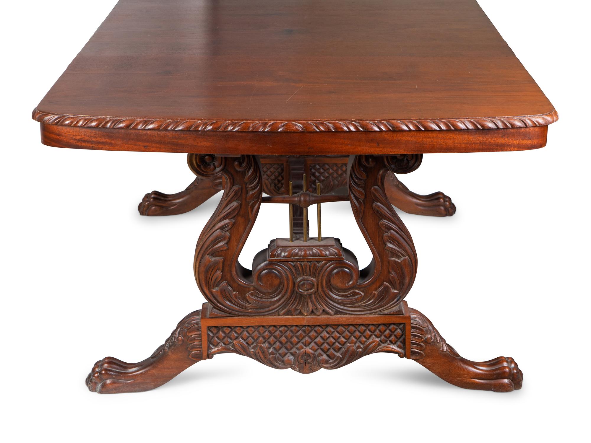 A Victorian Style Carved Mahogany Library/Map Table stamped E.M. Tennant — 20TH CENTURY
