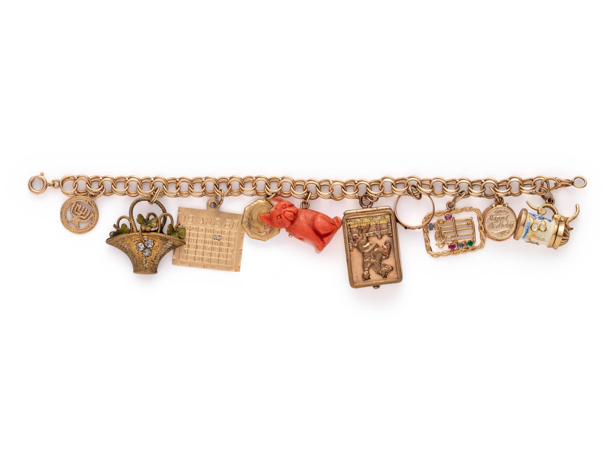 YELLOW GOLD CHARM BRACELET