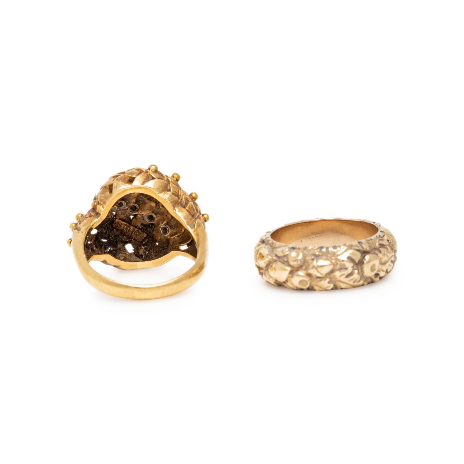 TWO YELLOW GOLD RINGS