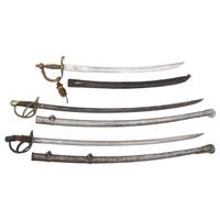 US Model 1840 Cavalry Saber, Reproduction Artillery Saber, and 1860 Pattern Saber of Modern Production