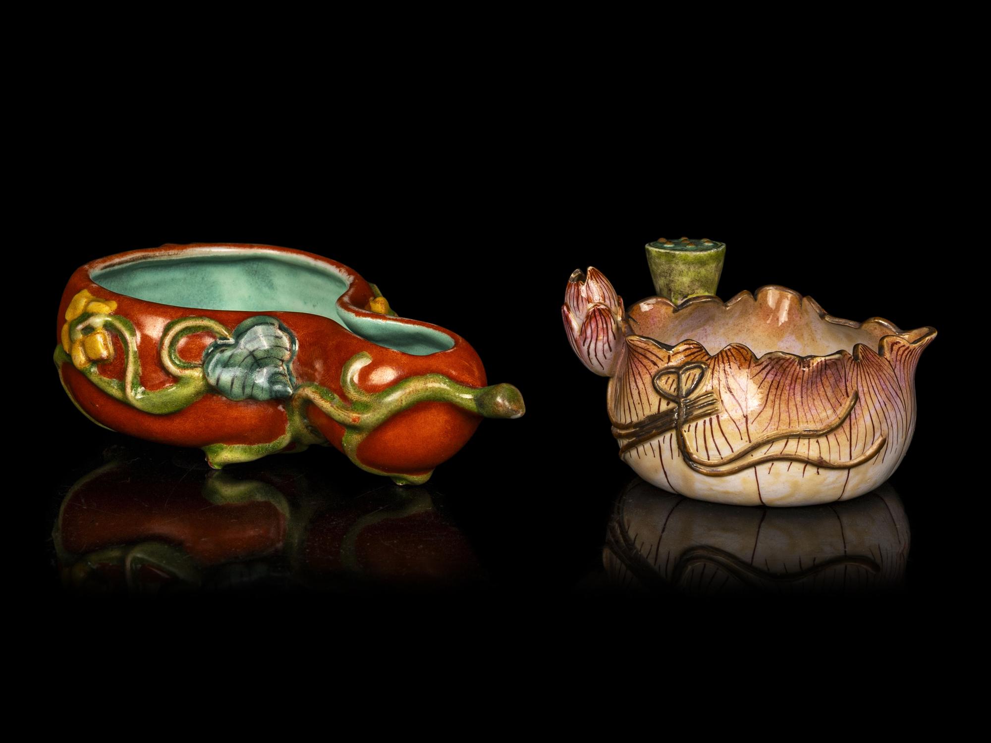 Two Chinese Famille Rose Porcelain Scholar's Objects