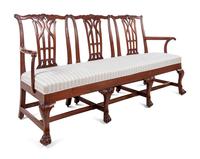 A George III Style Carved Mahogany Triple-Back Settee