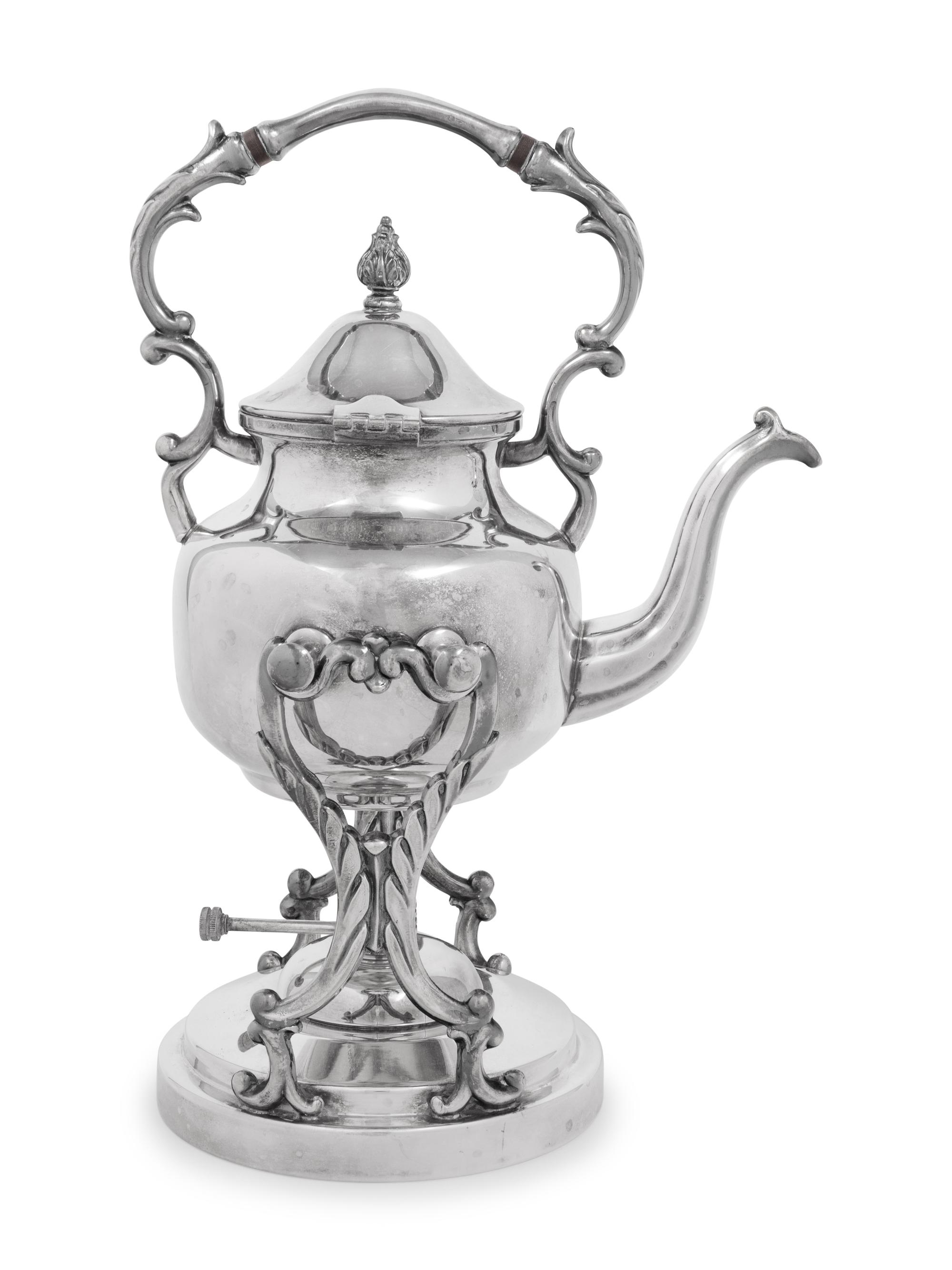A Silver-Plate Kettle on Lampstand