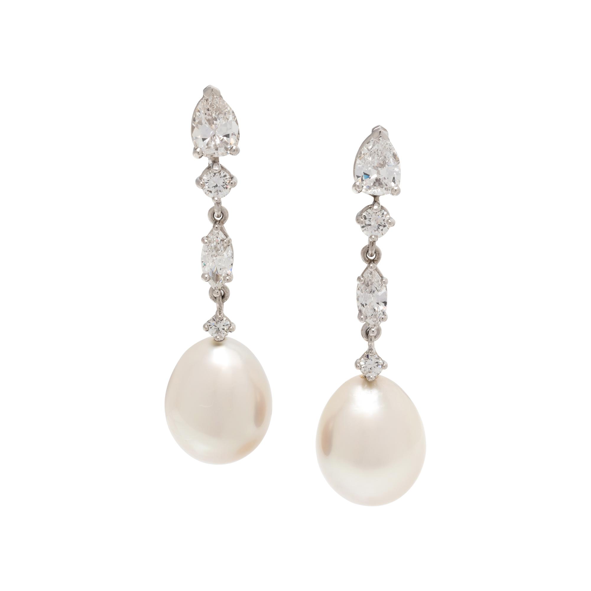 CONVERTIBLE CULTURED SOUTH SEA, TAHITIAN PEARL AND DIAMOND EARCLIPS