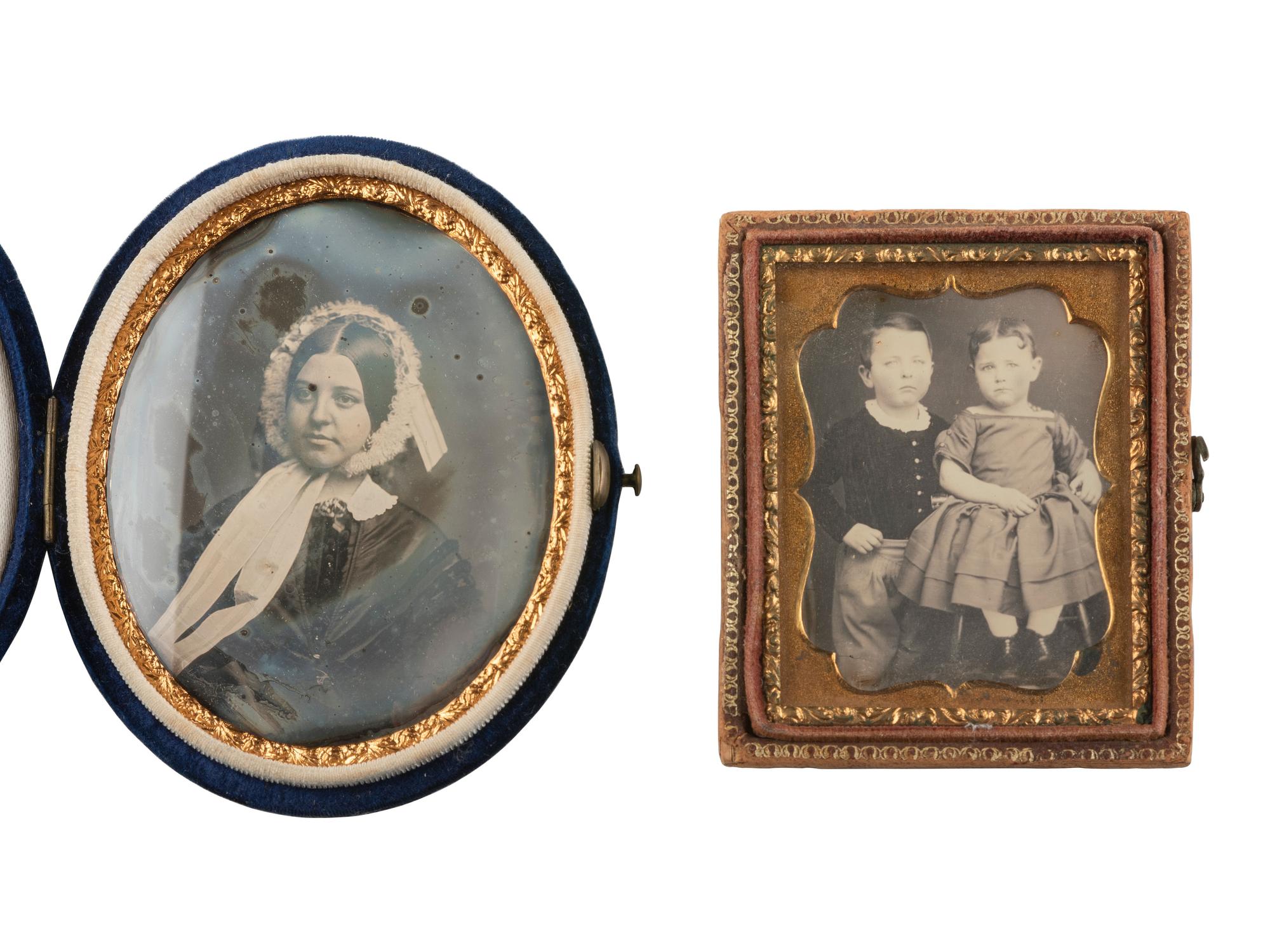 [EARLY PHOTOGRAPHY]. 18 assorted daguerreotypes incl. half plate examples by GERMON and WHITEHURST.