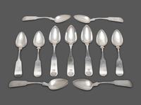 Eleven Southern Coin Silver Tablespoons