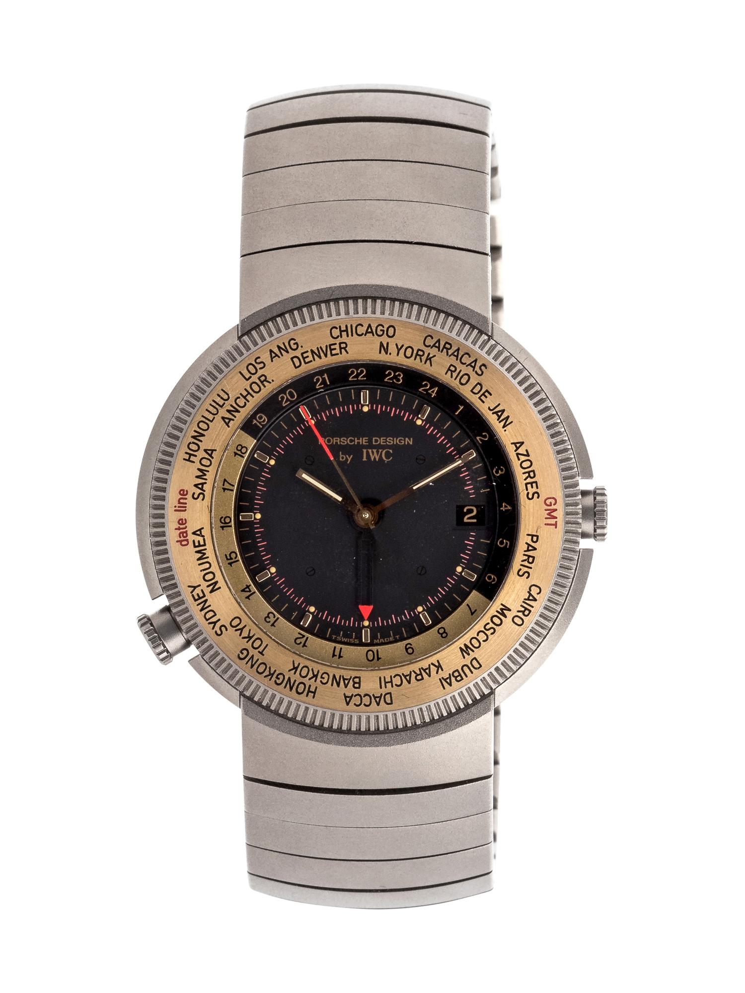 IWC for Porsche Design, Titanium and 18K Yellow Gold Ref. 3822 'World Time Alarm' Wristwatch