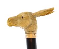 An Edwardian 12-Karat Gold Zoomorphic Walking Stick