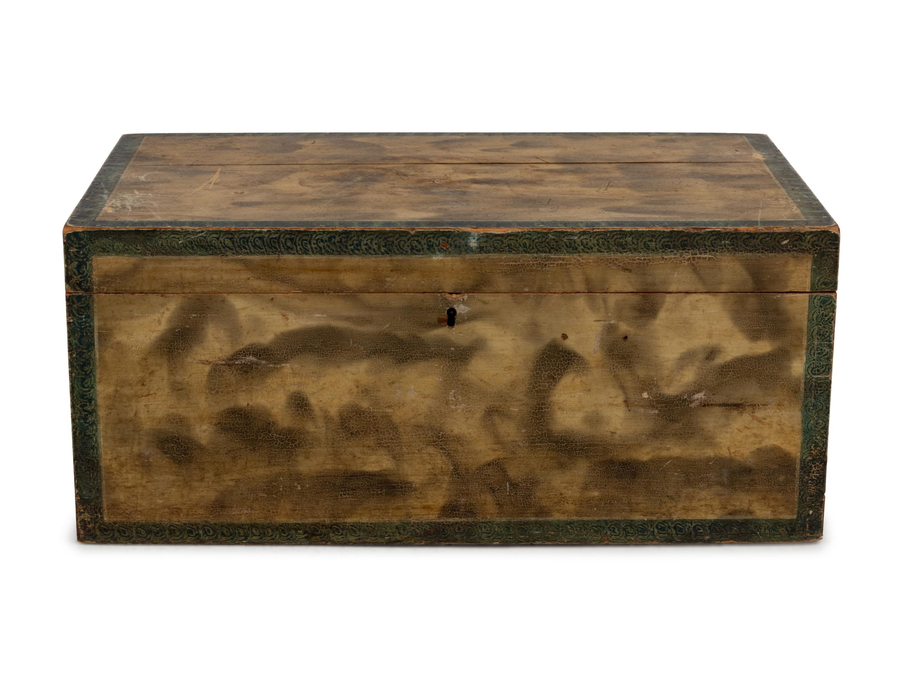 A Federal Smoke-Decorated Pine Document Box