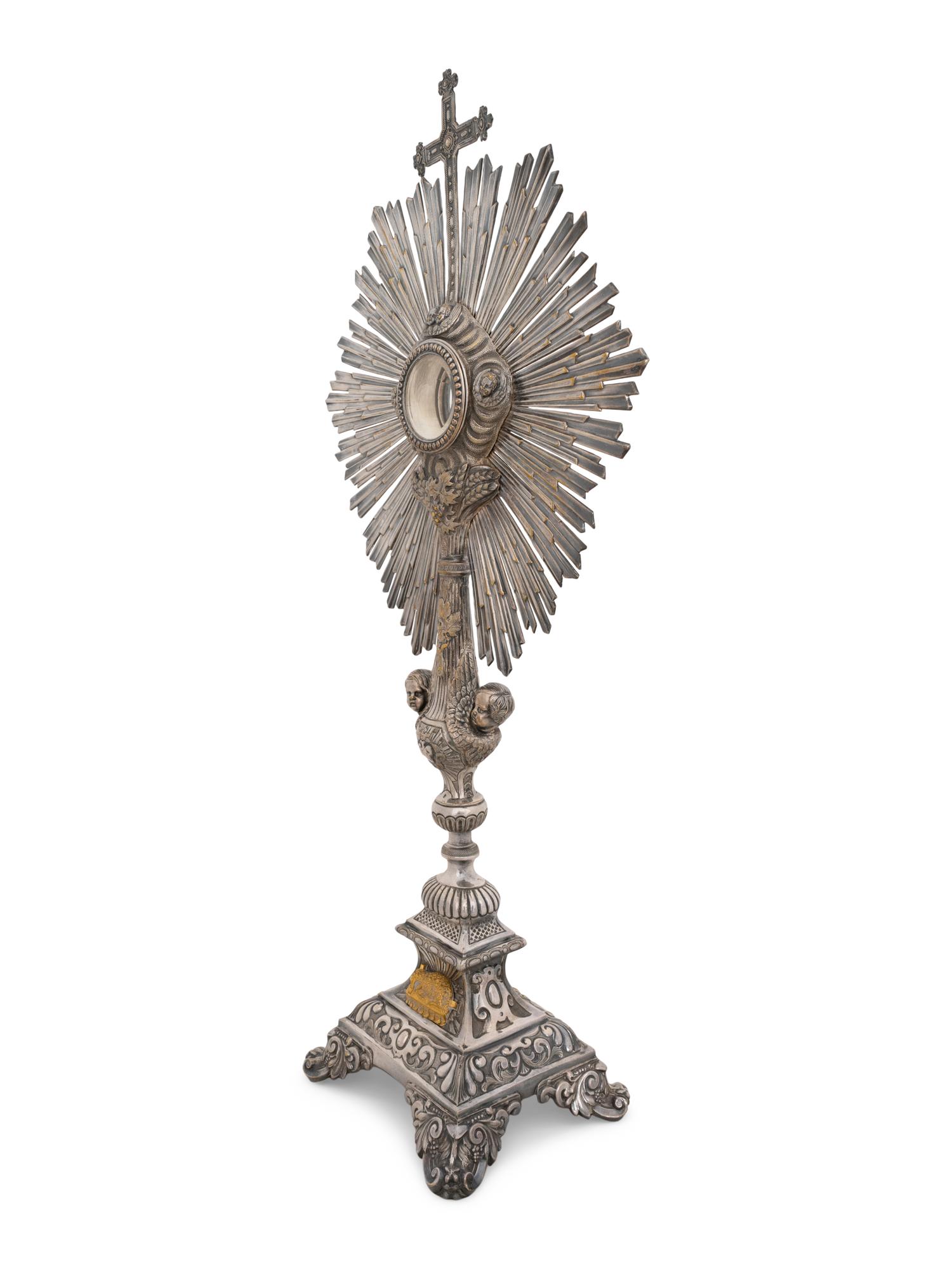 A French Baroque-Style Silver and Vermeil Monstrance