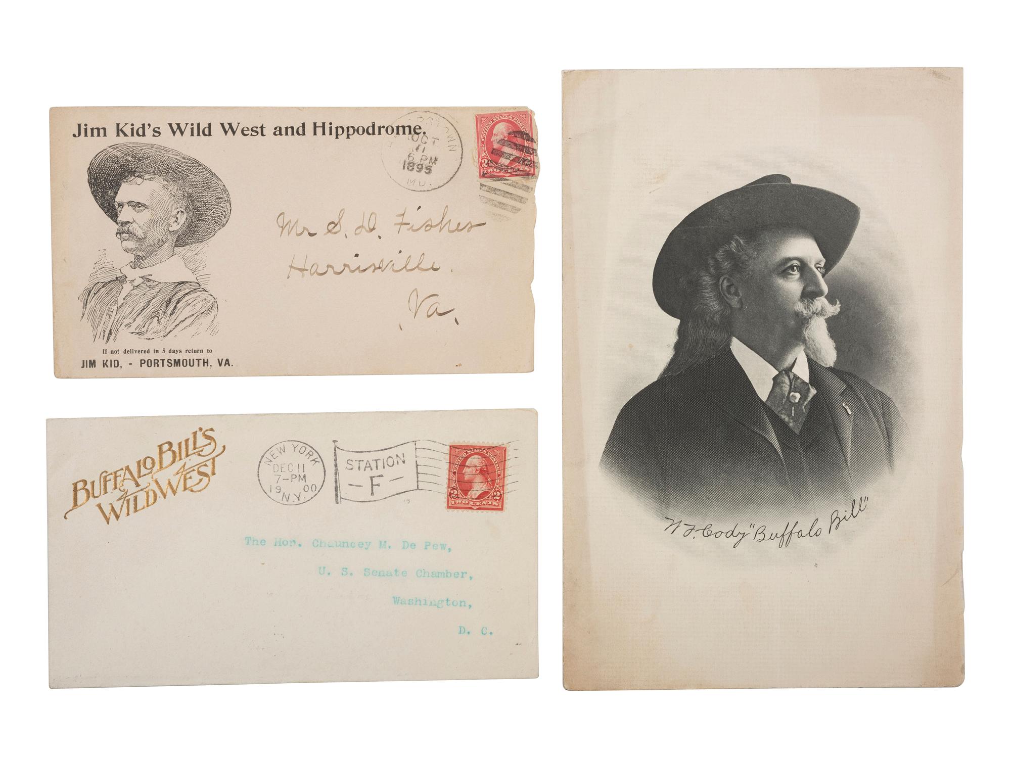 [WILD WEST SHOWS] -- [CODY, William F. "Buffalo Bill" (1846-1917)]. A group of 6 items, incl. programs advertising Buffalo Bill's Wild West show and cover promoting Jim Kid's Wild West and Hippodrome.