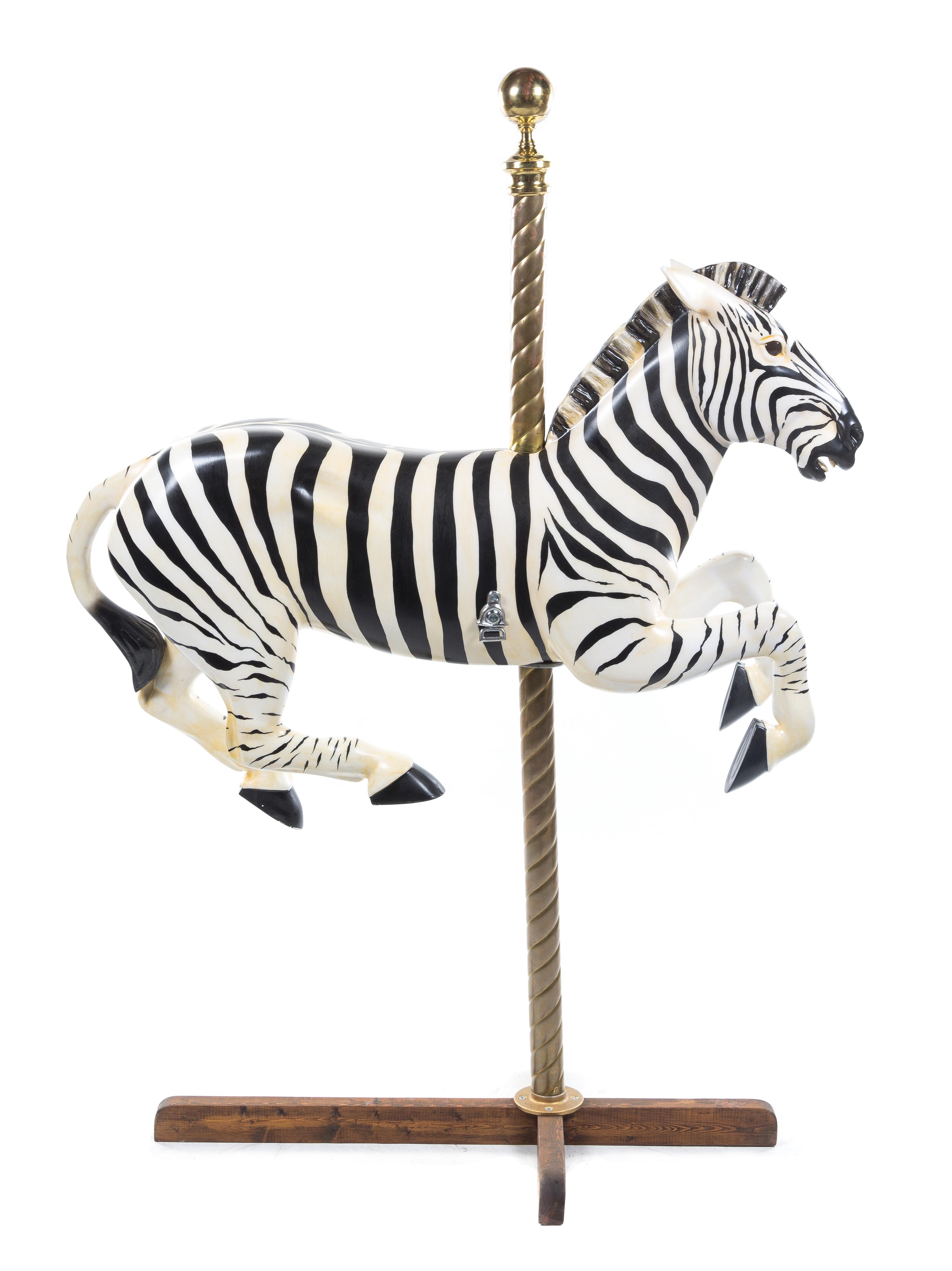 A Painted Wood Carousel Zebra Height 63 x width 45 x depth 20 inches. — 1920-1925, THE ALLAN HERSCHELL COMPANY