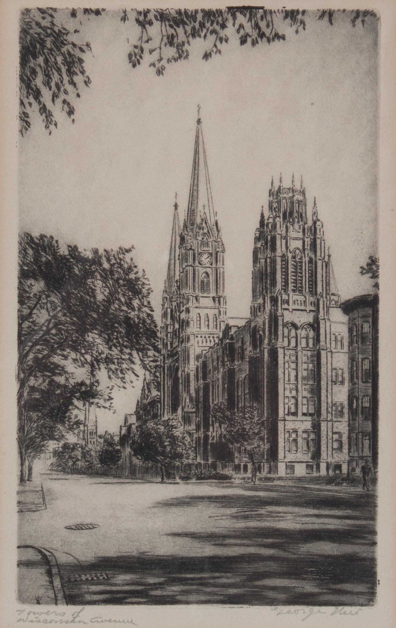 George New, (Wisconsin, 1894-1963), Towers of Wisconsin Avenue and St. James Church (two works)