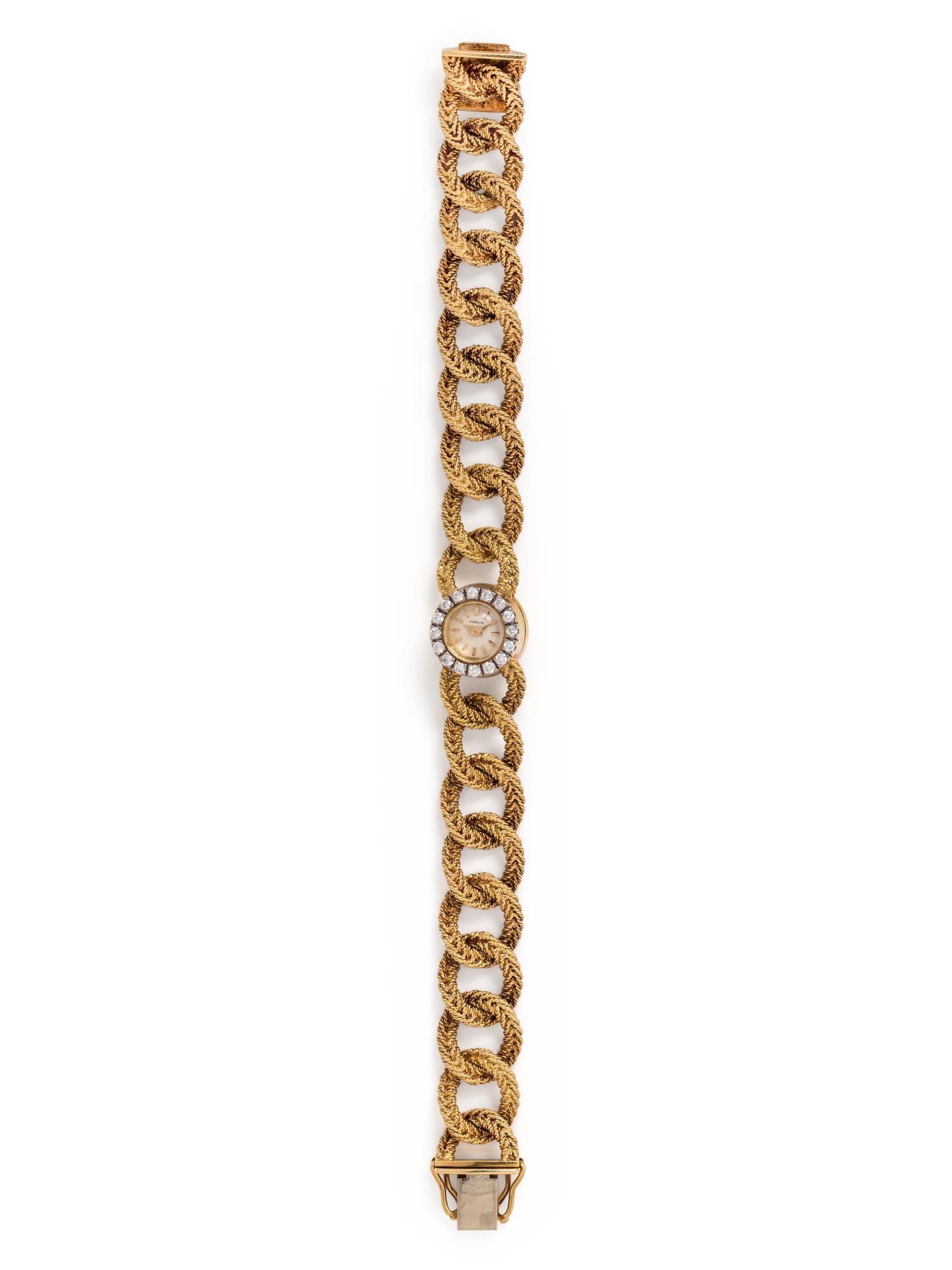 18K YELLOW GOLD AND DIAMOND WRISTWATCH