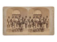 [NATIVE AMERICANS]. HAYNES, F. Jay, photographer. stereoview of Native American chiefs.