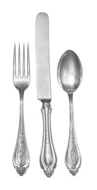 An American Silver Flatware Service, Reed & Barton, Taunton, MA, Old Newberry pattern, comprising: 12 dinner forks 12 luncheon forks 12