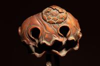 A Chinese Carved Boxwood 'Lotus and Frog' Ruyi Scepter