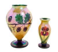 Orient & Flume, CHICO, CA, a group of two glass vases, the smaller by Gregg Held, the larger by Ed Alexander and David Smallhouse