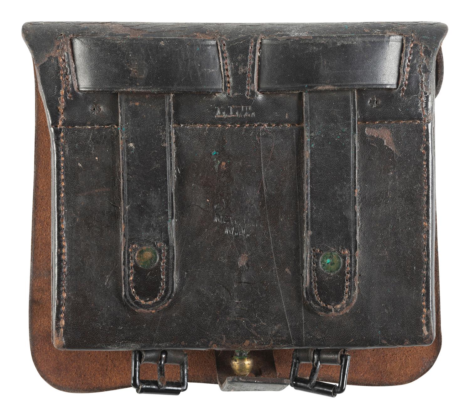 [CIVIL WAR]. Model 1864 cartridge box by S.H. Young, Newark, NJ.