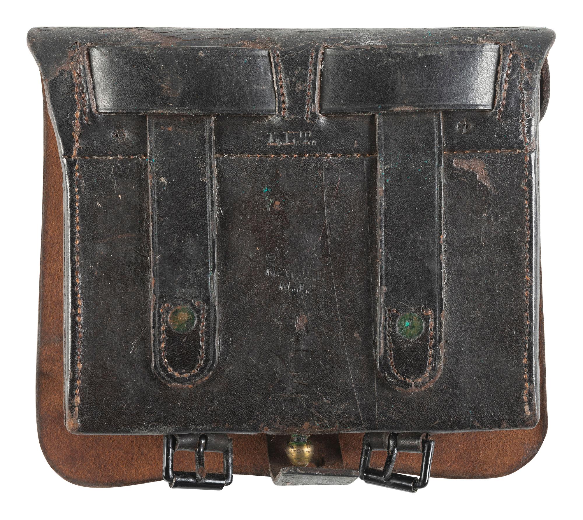 [CIVIL WAR]. Model 1864 cartridge box by S.H. Young, Newark, NJ.