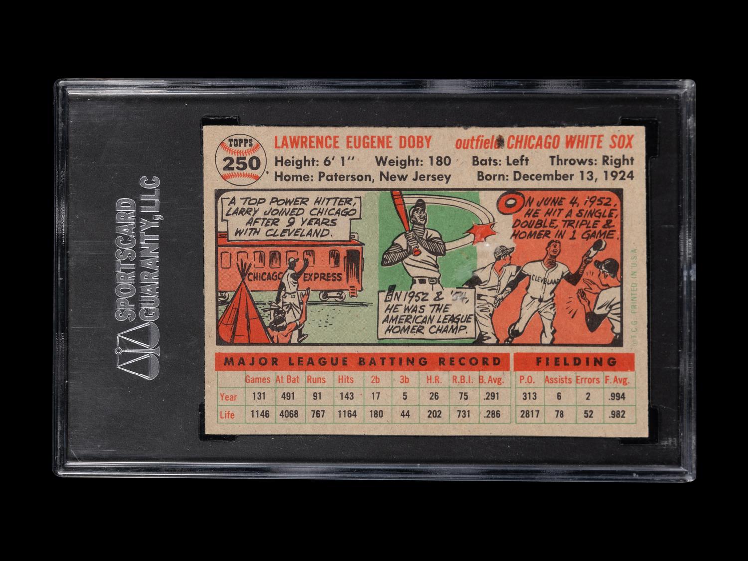 A 1956 Topps Larry Doby Baseball Card No. 250 (SGC 8 NM-MT)
