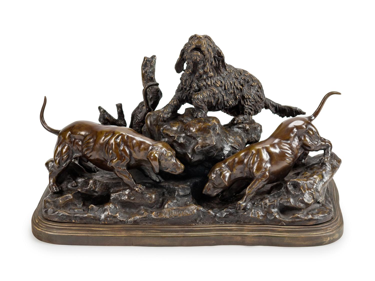 Patinated Bronze Dog Group