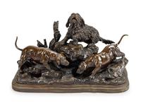 Patinated Bronze Dog Group