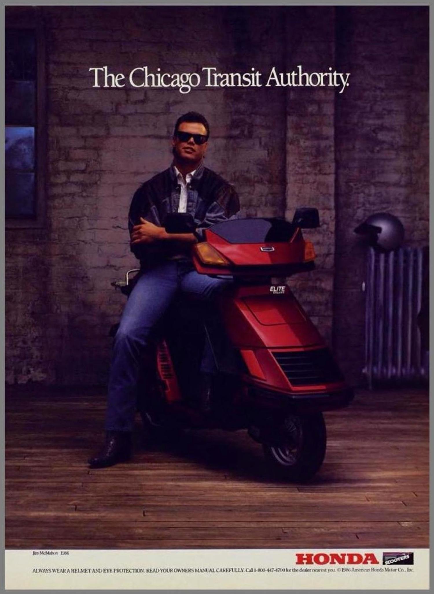 1986 Honda Elite Motor Scooter from Jim McMahon Commercial / Advertising Campaign Formerly Displayed at McMahon's Restaurant